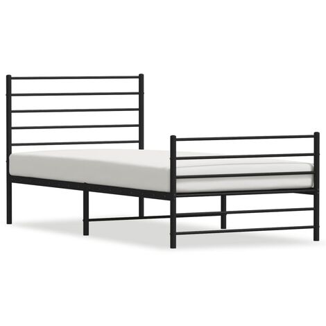 MATTUI Struttura letto in metallo con testiera e pediera, 120 x 190 cm,  colore: nero : : Casa e cucina