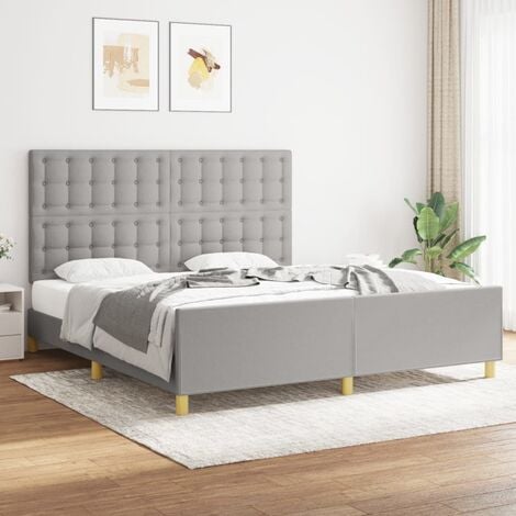 Letto adulto，Giroletto con Testiera，Letto matrimonial，Letto con testiera Grigio  Chiaro 180x200 cm in Tessuto