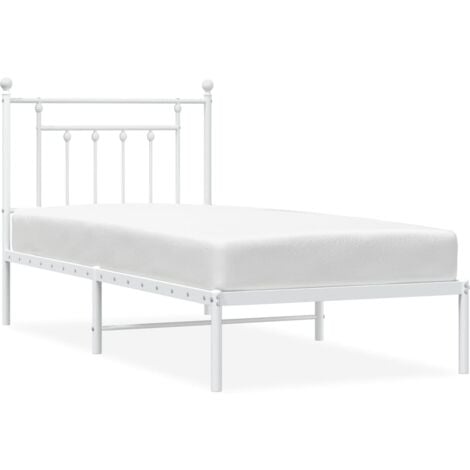 Letto 80x200cm singolo con testiera trapuntata design a rombo bianco LIT69