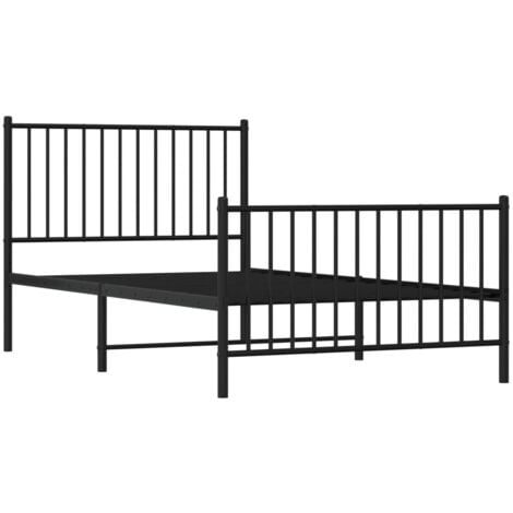 Letto adulto，Giroletto con Testiera e Pediera，Letto singolo，Struttura del  letto Metallo Nero 100x190 cm