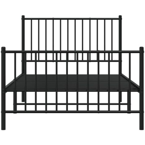 Letto adulto，Giroletto con Testiera，Letto singolo，Letto con testiera in  Metallo Nero 100x190 cm DGVS5654573