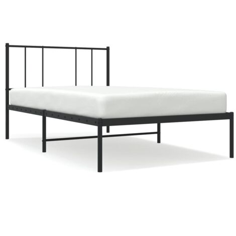 Letto adulto，Giroletto con Testiera，Letto singolo，Letto con testiera in  Metallo Nero 100x190 cm DGVS5654573