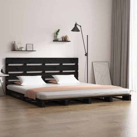 Letto adulto，Giroletto，Letto matrimonial，Struttura del letto Nero 135x190 cm  Legno Massello di Pino 4FT6