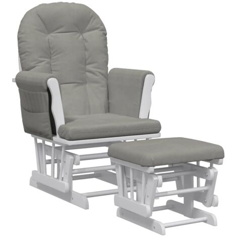 Poltrona，Poltrona da Salotto Design Moderno，Sedia Poltroncina Glider con  Sgabello Grigio Chiaro in Tessuto CVNIEV9792