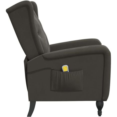 Poltrona Massaggiante，Poltrone relax，Poltroncina Salotto Reclinabile Grigio  Scuro in Velluto CVNIEV6290 MaisonChic