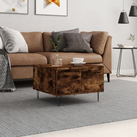 SYFAX™ Tavolino da Salotto Rovere Fumo 55x55x31cm in Legno Multistrato