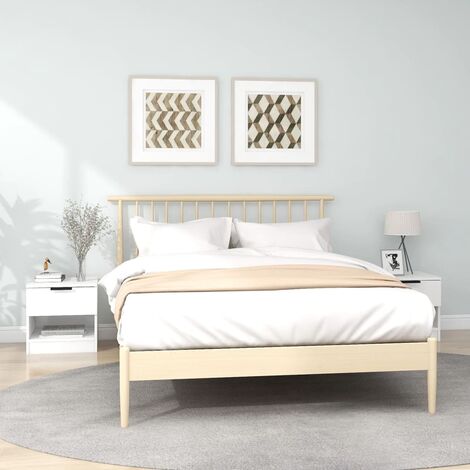 Set 2 Comodini da Camera,Tavolini da Letto Moderni Bianchi in Legno  Multistrato -BN72058