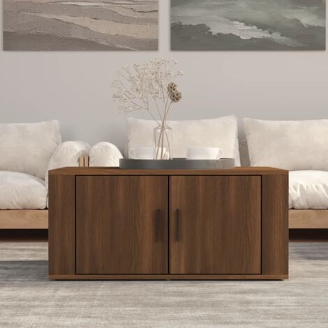 Tavolino Da Salotto In Legno Rovere Affumicato – 80x50x50 Cm – Con Porta E Ampio Spazio, Montaggio Personalizzabile