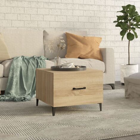 Tavolino Da Salotto VidaXL Con Luci LED — 50x50x40 Cm, Rovere Sonoma, Gambe Metallo, Peso Max 60 Kg