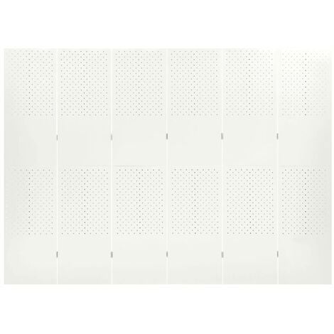 Paravento Separe a 6 Pannelli,Separè Divisor,Paravento Bianco 240x180 cm in  Acciaio -BN54266