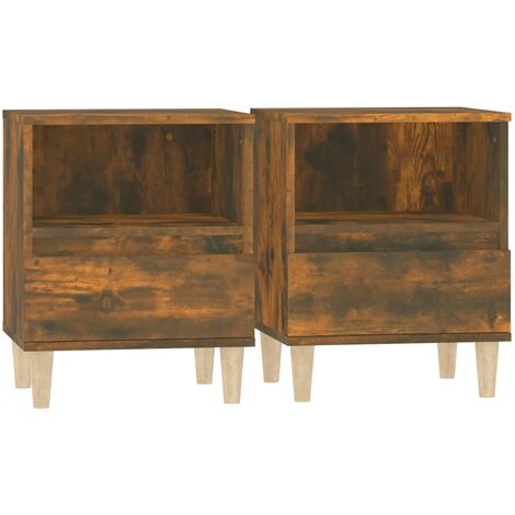 Comodini 2 Pezzi VidaXL Rovere Fumo 40x42x60 Cm - In Legno Multistrato E Ferro, Con Piedini Regolabili