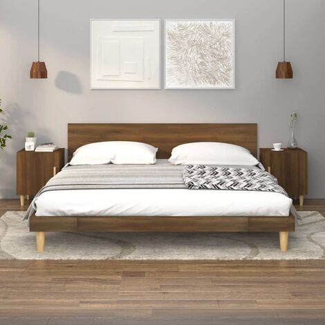 Set 2 Comodini da Camera,Tavolini da Letto Moderni Rovere Marrone in Legno  Multistrato -BN41716