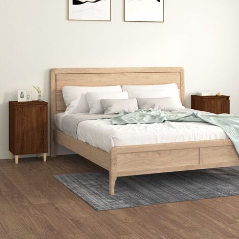 Set 2 Comodini da Camera,Tavolini da Letto Moderni Rovere Marrone