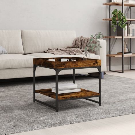Tavolino Da Salotto In Legno Rovere Affumicato – 80x50x50 Cm – Con Porta E Ampio Spazio, Montaggio Personalizzabile