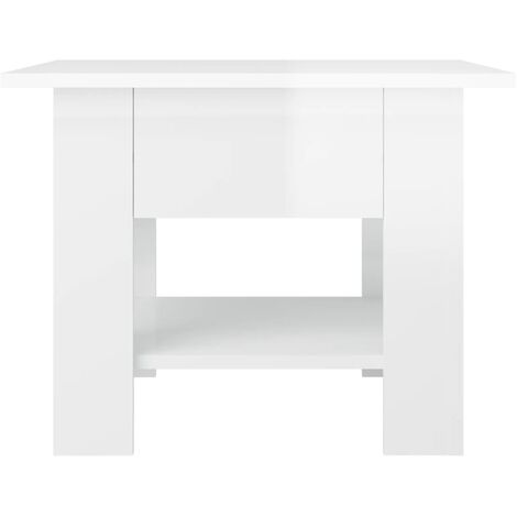 Tavolino Salotto，Tavolino da caffè，Tavolino basso Bianco Lucido 90x55x42,5  cm Legno Multistrato ASFV561881 MaisonChic