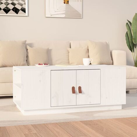 vidaXL Tavolino da Salotto Bianco 110x50x40 cm Legno Massello di