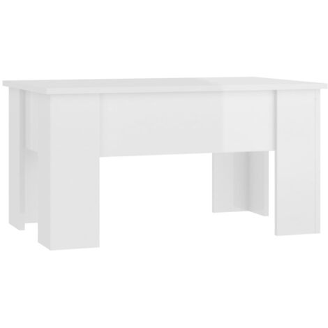 Tavolino da Salotto Tavolino da Caffè Tavolino Basso da Divano Salotto  Bianco Lucido 79x49x41 cm Legno Compensato CGT94653 MaisonChic