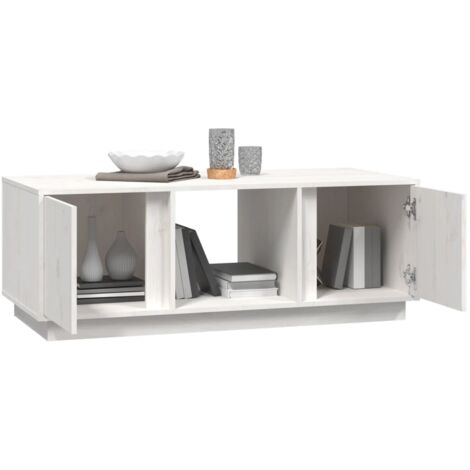 VidaXL Tavolino da salotto bianco 110x50x40 cm legno massello di pino Tavolini  da Caffè 