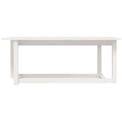 Tavolino da Salotto Bianco 110x55x45 cm Legno Massello di Pino vidaXL