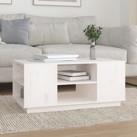 vidaXL Tavolino da Salotto Bianco 102x49x55 cm Legno Massello di