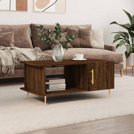Tavolino Salotto Rovere Marrone 80x80x36,5 cm Legno Multistrato