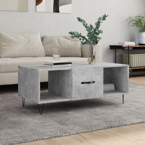 COSTWAY Tavolino Da Divano Con 2 Cassetti E Luci A LED, Tavolino Moderno Con Finitura Lucida Effetto Marmo Tavolino Laterale Per Soggiorno E Camera Da Letto Nero E Grigio 45 X 35 X 52 Cm 81205553