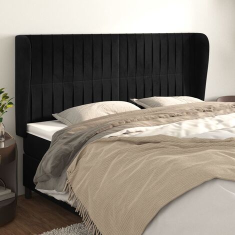 Testiera Imbottita Per Letto Deco 140x100 Cm - Tessuto Nero Trapuntato, Spessore 8 Cm, Con Piede Nordico
