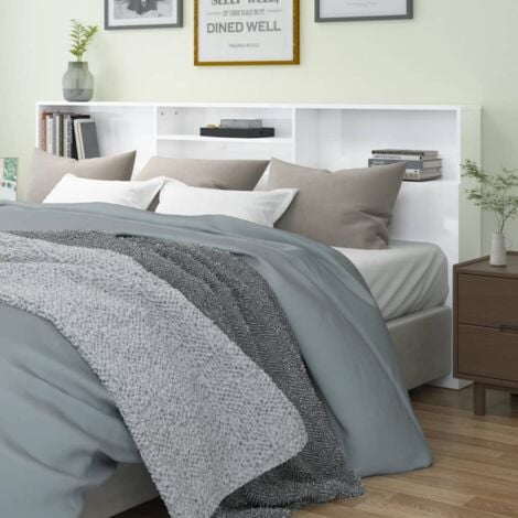 Testiera Moderna Testiera per Letto con Contenitore Bianco