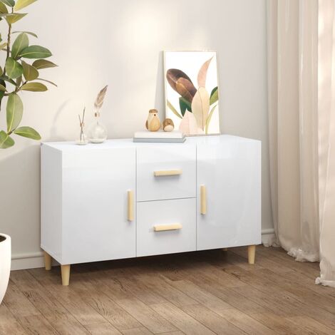 Credenza bassa,Armadietto,Mobile da Cucina Bianco Lucido 100x36x60 cm in  Legno Multistrato -BY50525