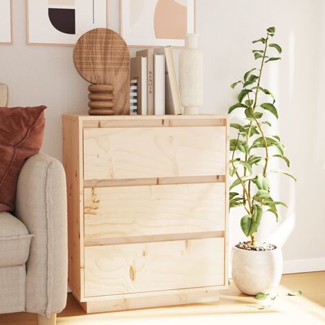 Credenza bassa con 2 cassetti in pino naturale