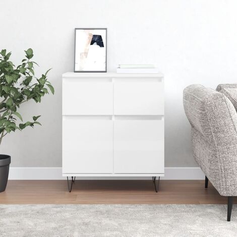 Credenza bassa,Armadietto,Mobile da Cucina Bianco Lucido 60x35x70 cm in  Legno Multistrato -BY87380