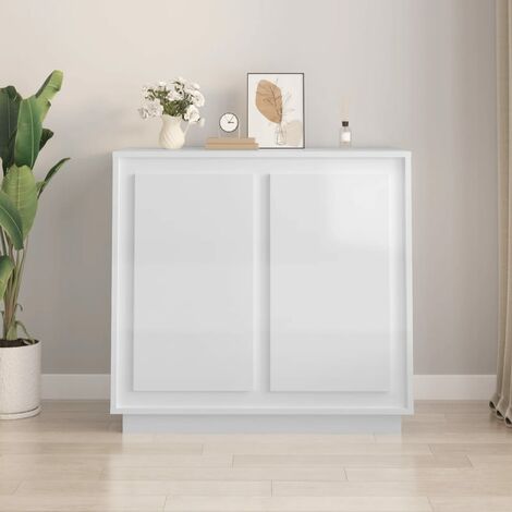 Credenza bassa,Armadietto,Mobile da Cucina Bianco Lucido 80x34x75 cm in  Legno Multistrato -BY79903