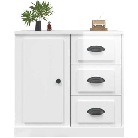 Credenza bassa,Armadietto,Mobile da Cucina Bianco Lucido 70x35,5x67,5 cm in  Legno Multistrato -BY41883