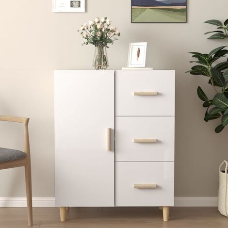 Credenza bassa,Armadietto,Mobile da Cucina 69,5x34x90 cm in Legno  Multistrato Bianco Lucido -BY60364