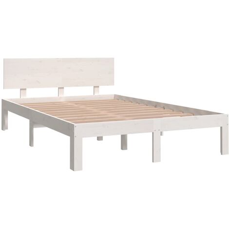 Struttura Letto per adulti,Telaio del letto,Giroletto Bianco in Legno  Massello 120x190 cm 4FT Small Double QSW53899