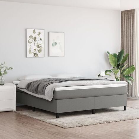 Letto boxspring con materasso Tessuto grigio scuro 140x190 cm