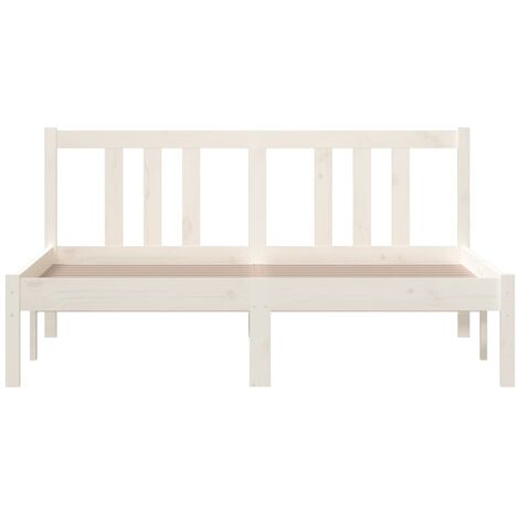 Struttura Letto per adulti,Telaio del letto,Giroletto Bianco in Legno  Massello 120x190 cm 4FT Small Double QSW53899