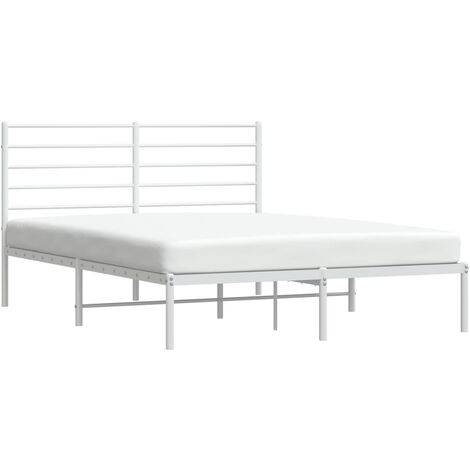 Struttura Letto per adulti,Telaio del letto,Giroletto con Testiera Metallo  Bianco 140x190 cm QSW70519