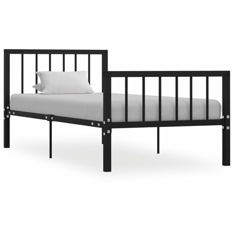 Festnight Letto A Castello In Metallo 90x200 Cm Per Bambini E Adulti - Struttura Nera Con Barriere Di Sicurezza E Scala - Capacità Di Carico 39.5kg Per Letto