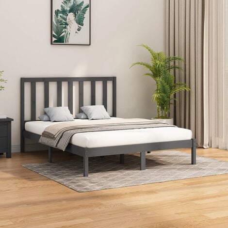 Struttura Letto per adulti,Telaio del letto,Giroletto Grigio in Legno  Massello 160x200 cm QSW99646