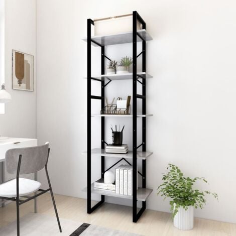 Libreria Scaffale Mensole Parete Angolare Moderna 5 Ripiani Angolo Grigio