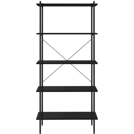 Scaffale con 5 Mensole,Libreria,Scaffale Portaoggetti Nero 80x40x163 cm  -78314