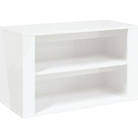 Moderno Scarpiera salvaspazio,Mobile per scarpe Bianco Lucido 75x35x45 cm  in Legno Multistrato -10153