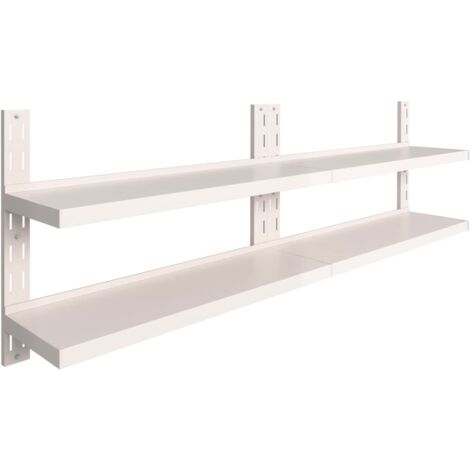 Set di 2 Mensole Galleggianti a 2 Livelli,Mensole Design Scandinavo,Scaffali  in Acciaio Inox 240x30