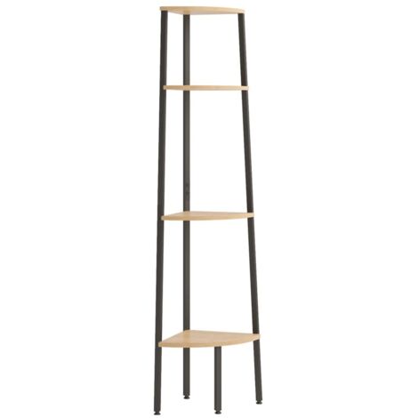 Mensole Scaffale Angolare 4 Livelli,Libreria,Scaffale Portaoggetti Marrone  Chiaro Nero 45,5x31,5x150cm -56224