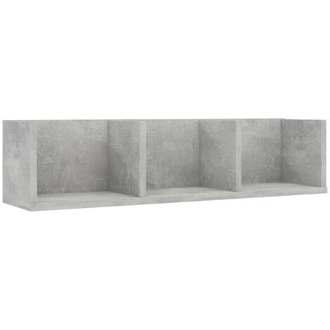 Scaffale Portaoggetti Libreria,Scaffale Porta CD a Muro Grigio Cemento 75x18x18  cm Truciolato -76502