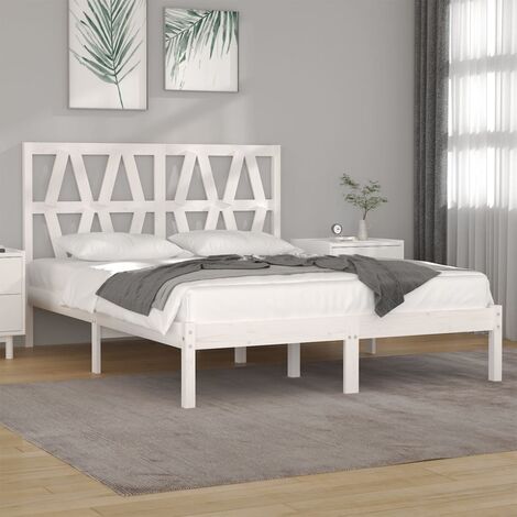 Giroletto, Struttura Letto, Letto per adulti, Letto Matrimoniale Bianco in Legno  Massello di Pino 140x200 cm