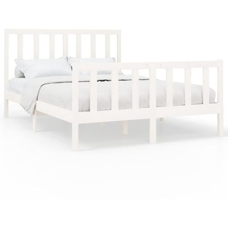 Giroletto, Struttura Letto, Letto per adulti, Letto Matrimoniale Bianco in  Legno Massello di Pino 140x200 cm