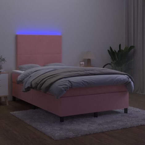 vidaXL Letto a Molle con Materasso e LED Rosa 200x200 cm in Velluto