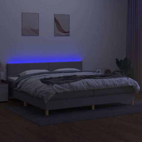 Base e materasso imbottiti e tessuto LED grigio scuro 100x200 cm